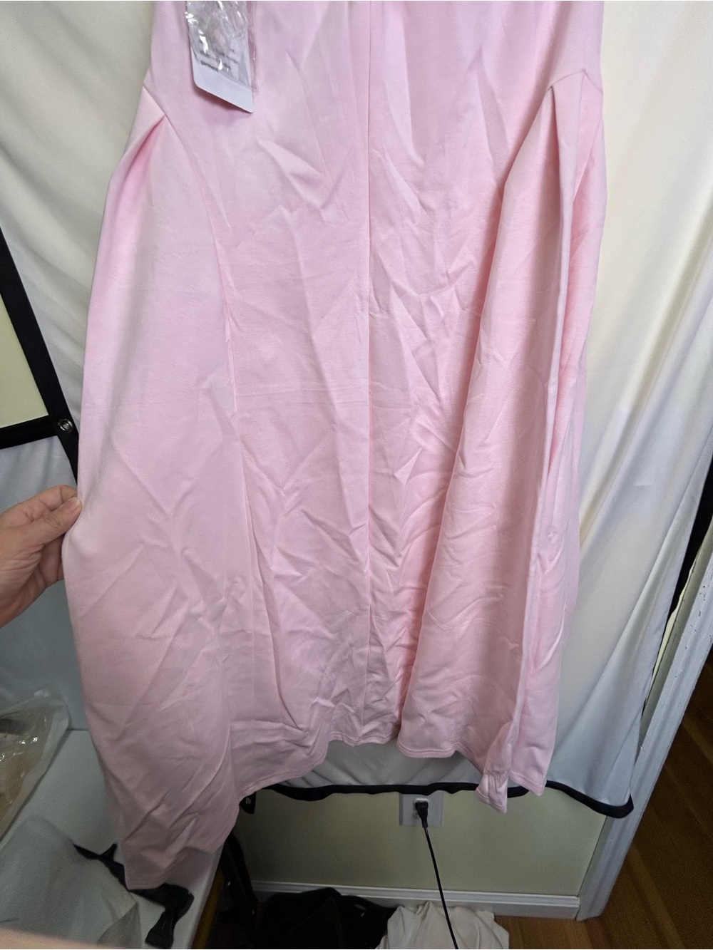 Off-Shoulder Pink Midi Dress - Picture 12 of 16